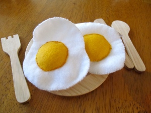 two felt fried eggs